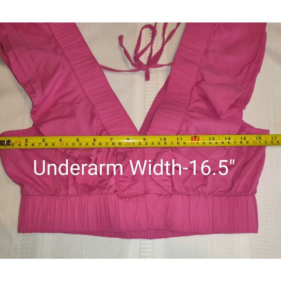 Bright Pink Peasant Maxi Dress 2pc L Tiered Boho Whimsigoth Ruffles Cropped - Picture 15 of 16